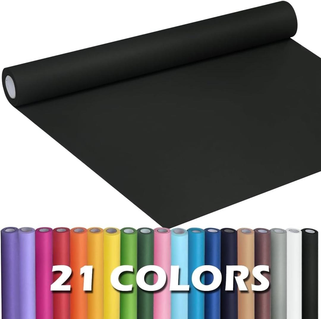 PerkHomy Kraft Paper Roll for Gift Wrapping Bulletin Board Craft Art Bouquet Flower Packing Moving Shipping Floor Covering Table (Black, 17.5" x 80')