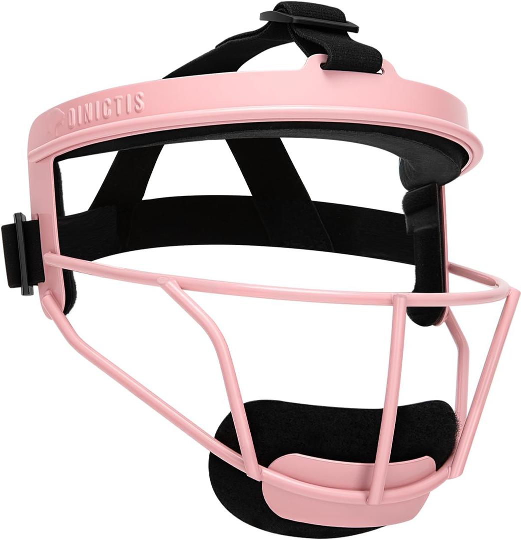 Dinictis Softball Face Mask, Broad Vision, for All Ages, Lightweight Durable Safe Fielder Mask, for Softball, Baseball, Teeball- Pink-Adult(L)