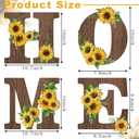 Geetery 4 Pcs Sunflower Home Wooden Wall Decor Rustic Farmhouse Letters, 3.94 inches x 5.12 inches