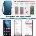 Defencase Compatible with Samsung Galaxy S23 Ultra Case Wallet with RFID Blocking Card Holder for Women Men, PU Leather Magnetic Snap Flip Zipper Strap Phone Case Fit for Galaxy S23 Ultra 5G, Blue