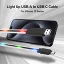USB C Cable Light up Type C Charger Fast Charging, USB C Charger Cable with 17 Light Switching Modes for iPhone 15/15 Pro Max Samsung Galaxy S10 S10+ / Ultra S22 S21 S20 A13 Note 20 (3FT)