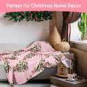 Christmas Throw Blanket 60"x50",Winter Merry Cute Pink Xmas Trees Holiday Festival Blanket for Women Men,Soft GIFS Flannel Fleece Throw for Home Living Room Bed Chair Couch Decor