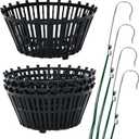 Set of 4 Large Black Strong Plastic Orchid Baskets 10 Inches Wide with Hangers for Orchids, Staghorn Ferns, Orchid Baskets for Outside, Plastic Orchid Pots with Holes