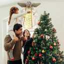 Angel Tree Topper with LED Light, 14" Angel Treetop Figurine with Dress, Feather Wings, and 10 Lights for Indoor and Outdoor Holiday Decoration, Xmas Home Ornaments-Labrador