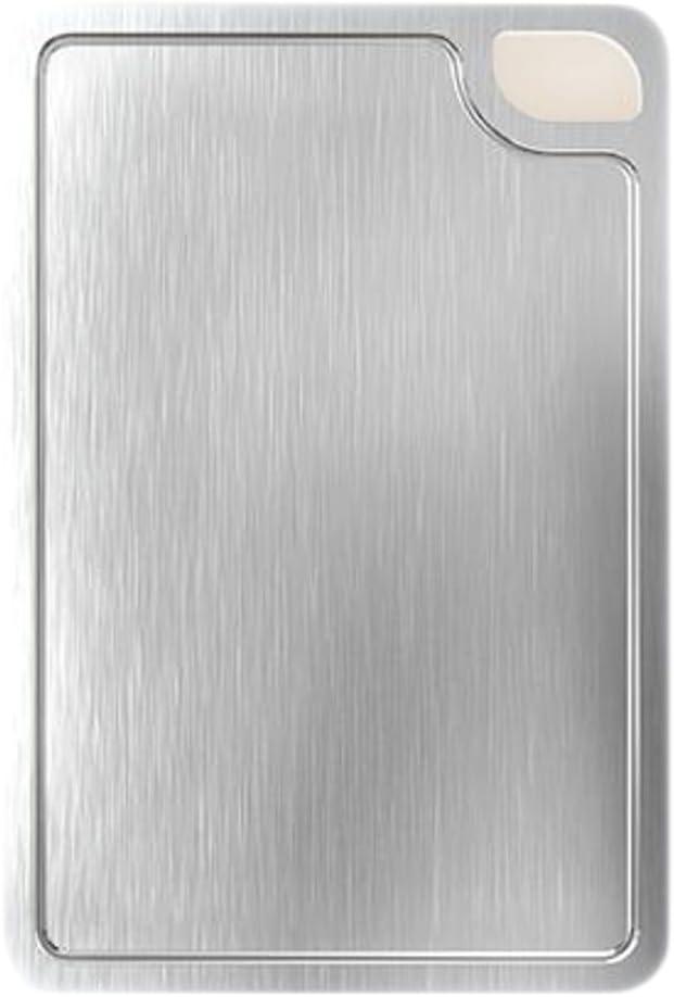 Titanium Cutting Board Double-Sided, Diamond-Patterned GR14 Titanium & Wheat Straw PP Kitchen Board for Meat and Vegetables, Large, Dishwasher Safe, Durable and Food-Grade (14.2"L x 9.8"W x 0.06"Th, Silver)
