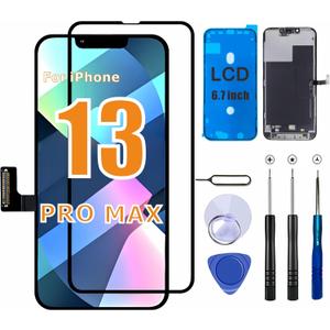 ZTR for iPhone 13 Pro Max Screen Replacement, 6.7-inch LCD COF Display, Touch Digitizer Full Assembly with Waterproof Tape, 120Hz Promotion, Screen Protector (for A2484, A2641, A2644, A2645, A2643)