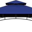 Grill Gazebo Replacement Top, 5 * 8 Outdoor BBQ Top Cover, Double Layer BBQ Gazebo Top Canopy for Model #L-GG001PST-F (Blue)