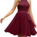 Wedtrend Women's Bridesmaid Dresses, Halter Sleeveless Cocktail Dress Ruffle A Line Short Prom Dress 2025