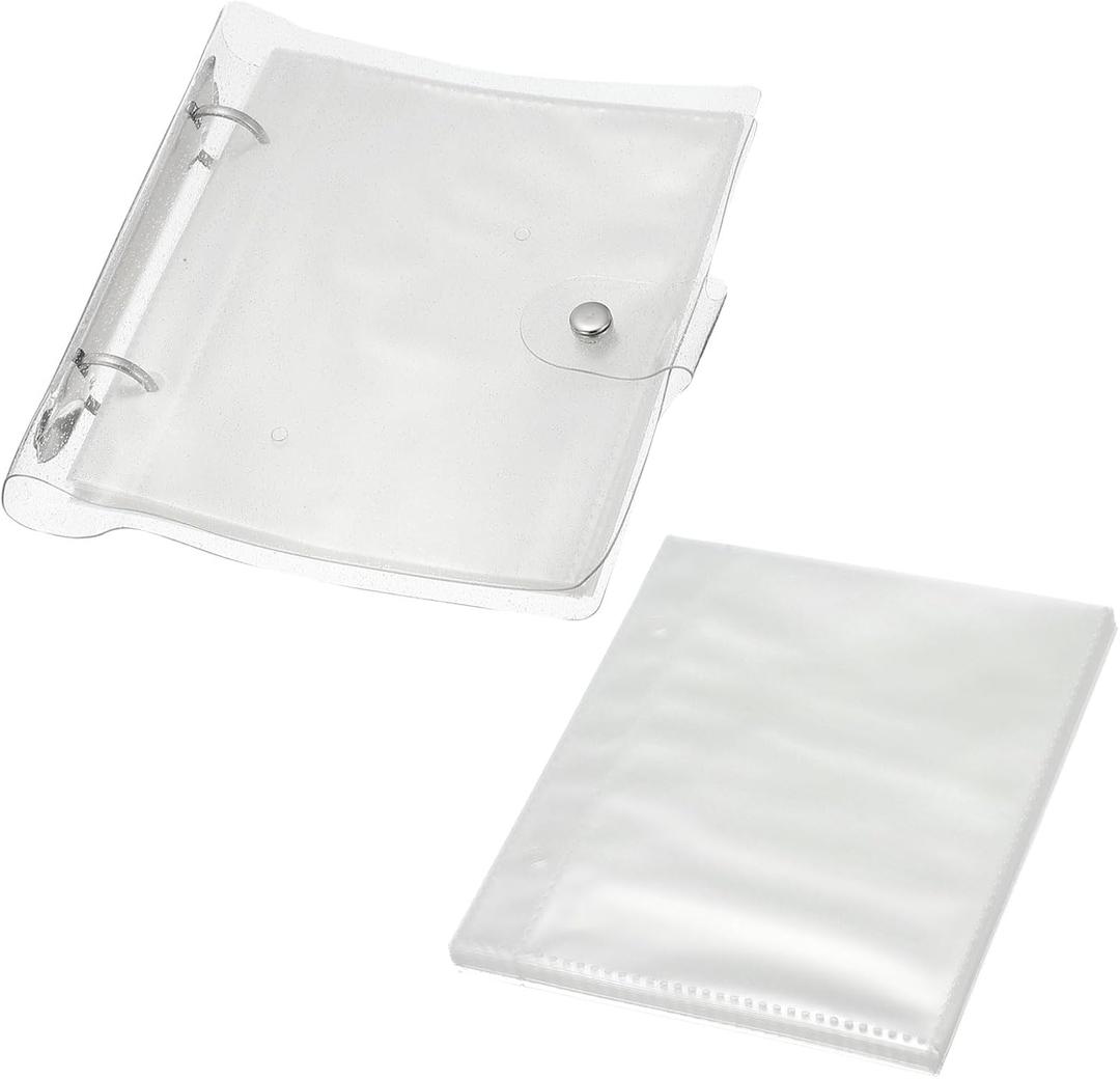 PATIKIL 2.5x3.5" Clear Loose-Leaf Photo Album Plastic Transparent Picture Album with 100 Pockets and 50 Replacement Refill Sleeves for Photo Picture Postcard, Transparent