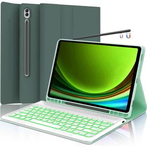 Samsung Galaxy Tab Keyboard Case for S10+ Plus/S9 FE+/S8+, 12.4-inch, Bluetooth Detachable Wireless Slim Cover with Pen Holder - Dark Green