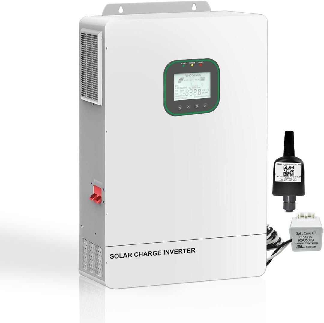 POWLAND 6500W Solar Hybrid Inverter with WiFi,Charger 48V DC to 120V AC Power Inverter,Built in 120A MPPT Charge Controller,Work with 48V Lead Acid/LiFePO4,Support Parallel up to 6 inverters