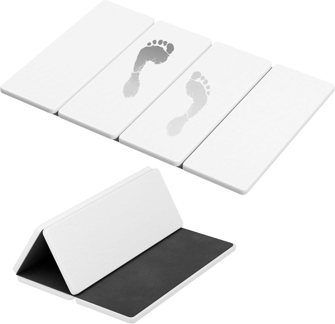 Summer&Kiss Foldable Stone Bath Mats for Bathroom, Non-Slip Diatomaceous Earth Mat, Super Absorbent & Quick Drying, Dish Drying Mats for Kitchen Counter, Easy to Clean & Store, 23.5" x 15.4", White