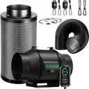 VIVOSUN Smart Air Filtration T6 Kit 6", AeroZesh T6 Inline Duct Fan with E12 Speed Controller, Carbon Filter & 8' Ducting, Cooling & Ventilation System for Grow Tents, Indoor Gardening, Hydroponics (Black)