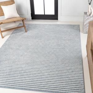 JONATHAN Y Aarhus High-Low Striped Blue Indoor/Outdoor Area Rug 4x6, Minimalist Geometric, Classic, Farmhouse, Cottage, Vintage for Bedroom,Kitchen,Living Room,Non Shedding,Easy-Washing (SCN102E-4), 3'11" x 6'