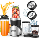 Ganiza Smoothie Blender, 900W Blenders for Shakes and Smoothies, 15-Piece Personal Blender and Grinder Combo for Kitchen, Smoothies Maker with 4 BPA-Free Portable Cup, Nutritious Recipe
