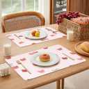 LilyCat Faux Leather Placemats Set of 6, Waterproof Oil-Proof Dining Table Mats for Kitchen, Indoor & Outdoor Heat Resistant Wipeable PU Place Mats, 18 12, Cherries and Bears