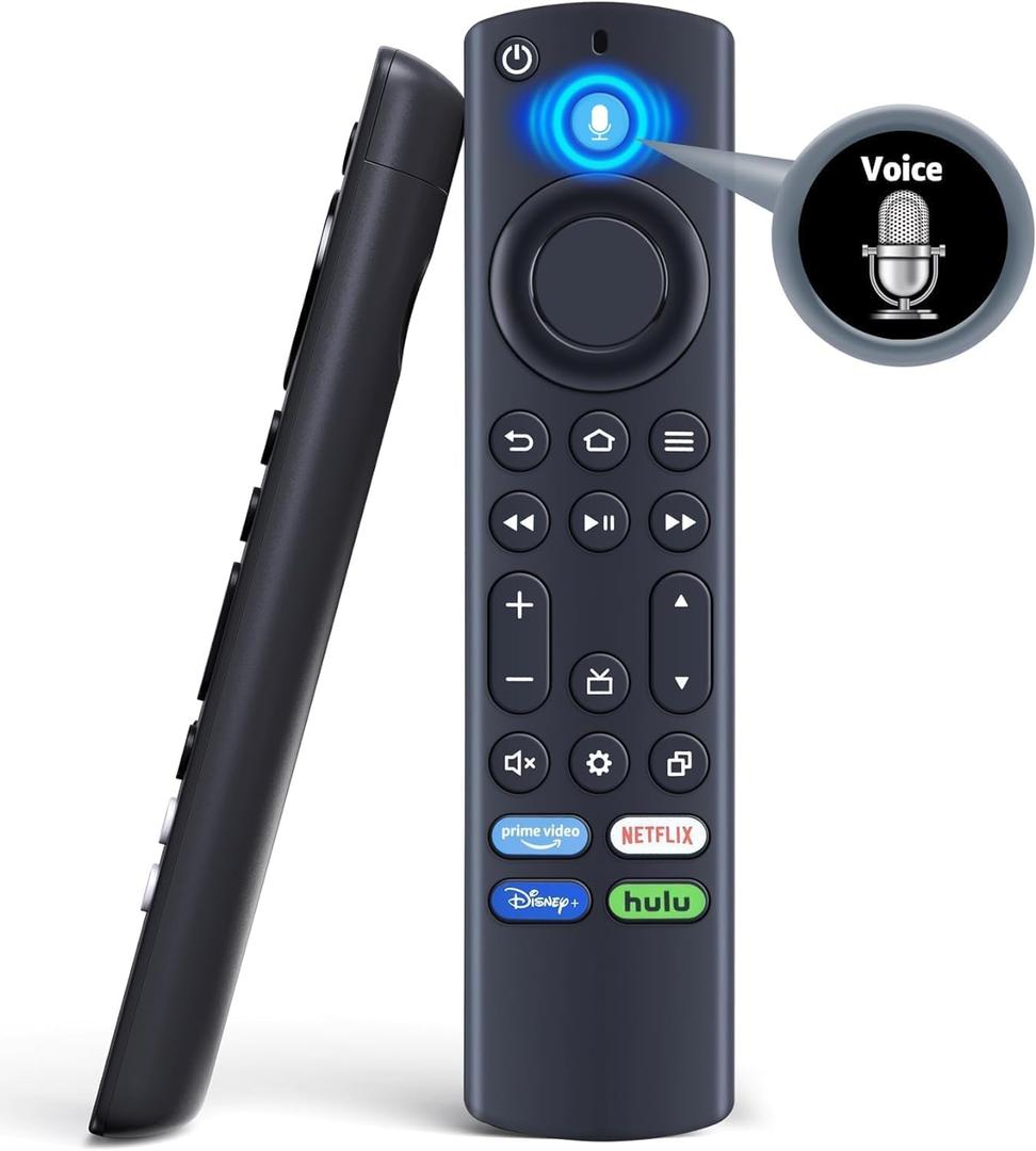 Voice TV Remote Control for AMZ TV Omni Series/TV Omni QLED Series/TV 4-Series Smart TV/TV Cube (3rd Gen), Replacement Remote with 4 Shortcut Netflix, Prime Video, Disney+, hulu