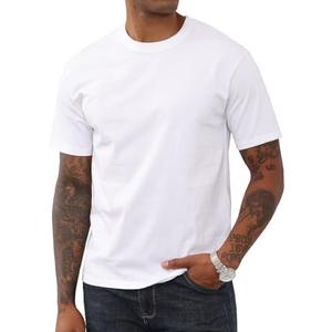 Mens Cotton T-Shirt Casual Short Sleeve Shirts Basic Heavyweight Crew Neck Soft Tees Classic Fit Summer Top L