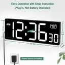 Soobest LED Digital Wall Clock with Seconds, Electric Clock Plug Auto DST Dimmer LED Large Display 10 Inches (White)