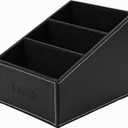 I-MART PU Leather Remote Control Holder Organizer with 3 Compartments, Stylish TV Remote Holder Caddy for Desk Nightstand Coffee Table and Media Accessory Storage (Black)