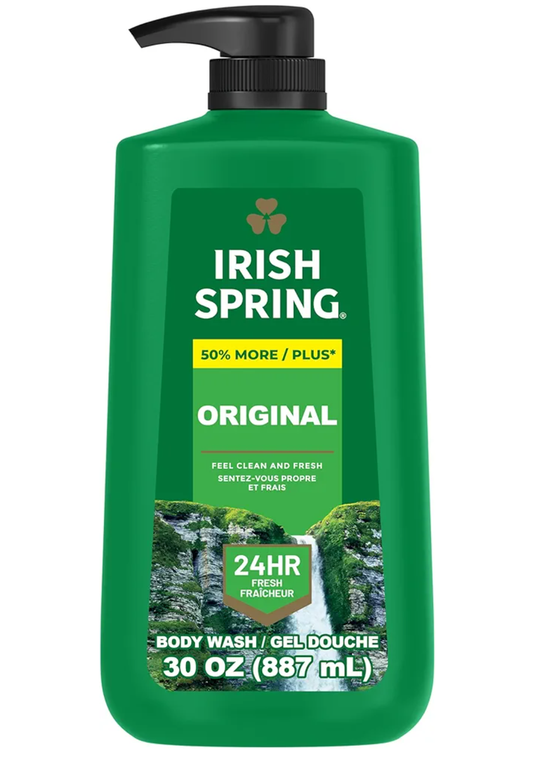 Irish Spring Original Moisturizing Body Wash for Men, 24-Hour Fresh, Face and Body Wash, Biodegradable Ingredients, Paraben Free, Cool Fresh Scent, 30 fl oz Pump Bottle, 4 Bottles