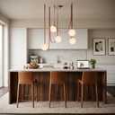 Nordic White Glass Spherical Pendant Light, DIY Leather, Living Room