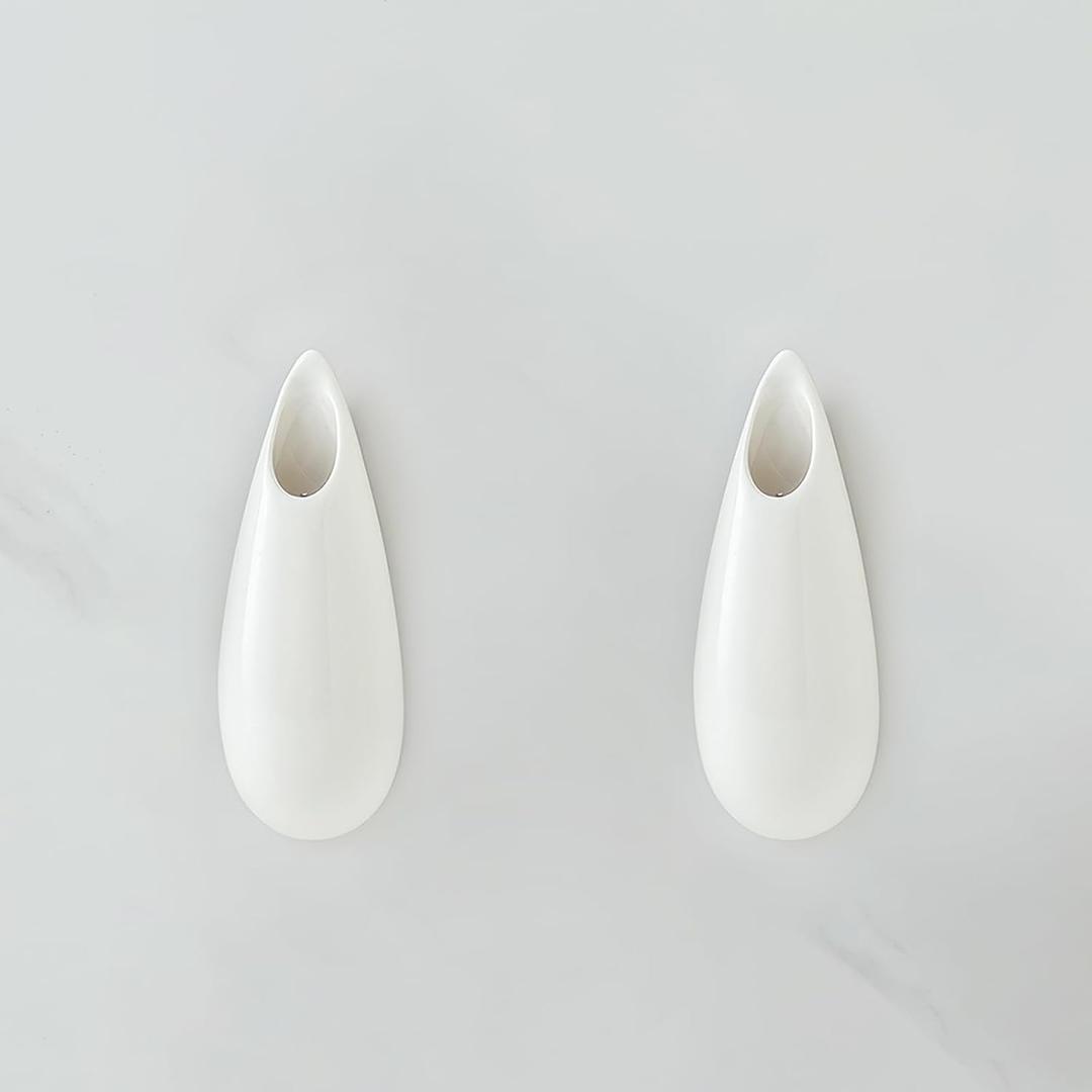 Hanging Ceramic Wall Vases,5.9 Inch, Set of 2,Wall Plant Holder, Cubicle Modern Decor Plant Holder Vase for Indoor Plants, Propagation Walls Hanging, Flower Pots for Air Vases, White
