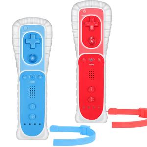 Yosikr Remote Controller for Wii/Wii U, with Silicone Case and Wrist Strap (2 Pack, Red and Blue)