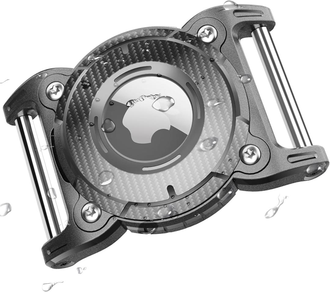 ONEONTA Airtag Dog Collar Holder | Airtag Dog Waterproof - Airtag Holder for Dog Collar with Removable Metal Loop, Sturdy TPU, Lightweight, Compact Size, Fits 1" Width Collar (Black)