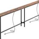 SUPERJARE 79 Inch Sofa Table with 2 Power Outlets and USB-C Ports, 5.9 Inch Narrow Console Table with Storage, Long Entryway Hallway Couch Table Behind Sofa, Small Spaces, Living Room, Rustic Brown