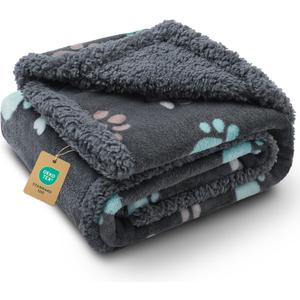Luciphia Waterproof Pet Blankets for Couch Sofa Bed Cover Cat Liquid Pee Proof Washable Soft Fluffy Large Dog Blanket Reversible Furniture Protection Puppy Grey Paw Thicken Small40" x 28"