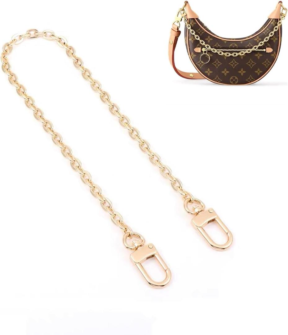 Purse Chain Strap Crossbody Gold Chain Shoulder Bag Replacement Strap with Metal Buckles (Length:17.7inch)