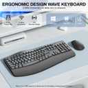Wireless Keyboard and Mouse Combo,2.4G Full Size Wave Keys Ergonomic Keyboard with Wrist Rest for Natural Typing, 3 DPI Adjustable Ergonomic Silent Mouse for Computer/Laptop/Windows/Mac (Gray)