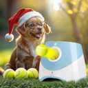 Automatic Dog Ball Launcher for Small Dogs Dog Ball Thrower Fetch Machine - Indoor Outdoor Interactive Toy with 3 Mini Tennis Balls 2 Inch