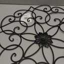 Glitzhome Black Metal Wall Art Decor, 23”H Floral Iron Wall Decor with Ornamental Scroll Design, Indoor Outdoor Wall Accent for Garden Porch Patio