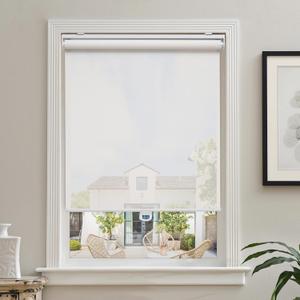 AOSKY Cordless Roller Shades for Windows Light Filtering Shades with 5% Openness Solar Screen Semi Sheer Roller Blinds UV Protection for Office and Home. Easy to Install 36" W x 72" H (White)
