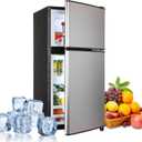 Dorm Fridge with Freezer, Small Refrigerator 3.3 Cu. Ft. with Freezer for Apartment, Temperature Adjustable Apartment Size Fridge for Kitchen, College, RV, Office, Silver