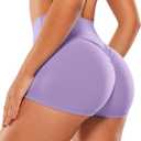 VANTONIA Womens Scrunch Butt Biker Shorts 2" - No Front Seam High Waisted Workout Booty Shorts Buttery Soft (Small, Elfin Purple)