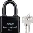 FIGODE Outdoor Waterproof Padlock, Large Heavy Duty Sturdy Covered Laminated Steel Keyed Lock, 2.2 in. Wide