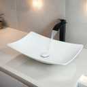 22 Inch Stone Resin Bathroom Sink with Pop-Up Drain Combo,White Rectangular Vessel Sink Above Counter Modern Bathroom Vessel Sink Basin