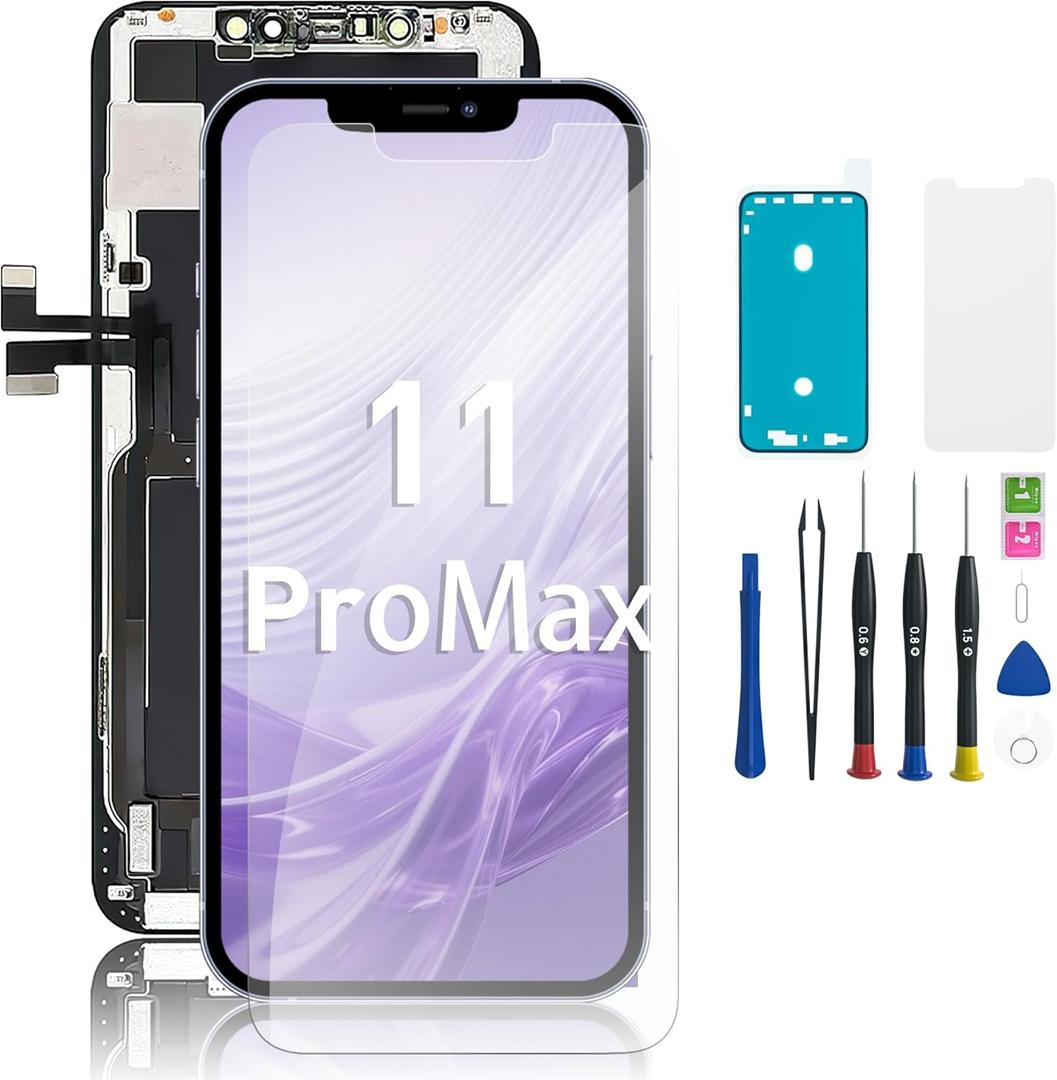 EXW for iPhone 11 PRO MAX Screen Replacement 6.5" Full HD LCD Display Digitizer, Quality Touch Screen with Repair Tools, Waterproof Seal & Protector  Compatible with A2161, A2220, A2218