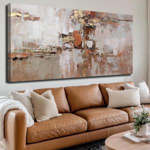 Gold Canvas Wall Art Framed Prints for Wall Decor 29"x58" Abstract Artwork for Living Room Posters for Bedroom Kitchen (Pink and Gold)
