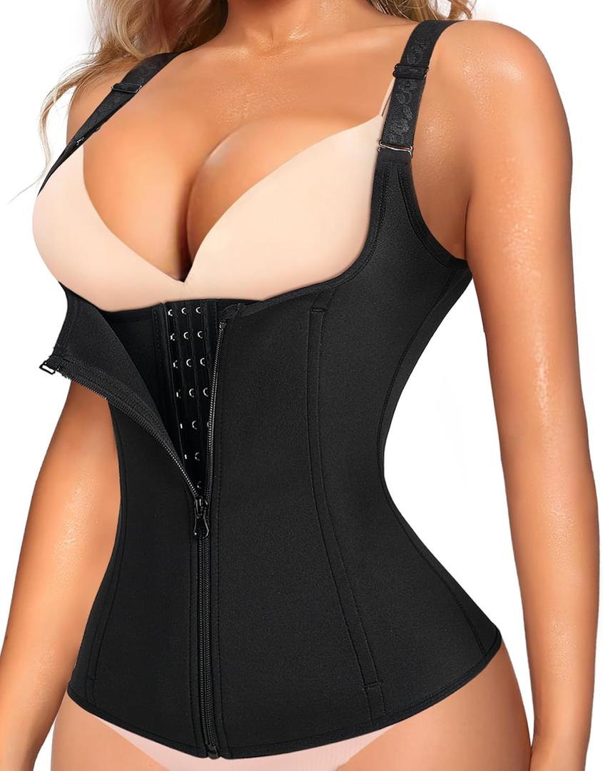 LODAY Waist Trainer Corset for Women Tummy Control Sport Workout Body Shaper Black (Medium)