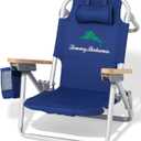 Tommy Bahama Kid's 5-Position Lay Flat Backpack Folding Beach Chair, Solid Navy Wavy Marlin