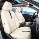 Custom Fit RAV4 Car Seat Covers Fit for 2019 2020 2021 2022 2023 2024 Toyota RAV4 LE Limited XLE Hybrid with Waterproof Faux Leather (Beige, LU01-XLE)