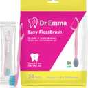Dr. Emma Mini Brush Disposable Toothbrushes with Floss, Travel Mint Toothbrush for On-The-Go Use, 24 Packs Individually Wrapped Small Portable Toothbrush, Pink