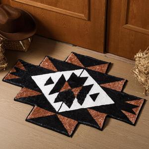 Tinideya Western Aztec Bath Rug Non Slip Water Absorbent Bath Mat Decorative Washable Geometric Bathroom Rug for Indoor Living Room Bedroom Kitchen Decor, 
1'11" x 1'4"