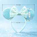 Blue Mouse Ears Headbands With Bow & Sequins, for Cartoon Princess Costume Cosplay Decoration, Glitter Party for Women & Adult; FG1L (Soft Flannel Unisex)