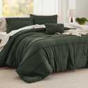 Bedsure Full Comforter Set - 4 Pieces Pinch Pleat Bed Set, Olive Green Boho Bedding for All Season, 1 Soft Comforter, 2 Pillowcases, 1 Decorative Pillow