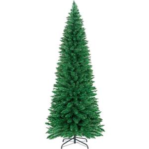 ININ 7FT Slim Pencil Christmas Tree, Artificial Tall Skinny Xmas Tree with 448 Branch Tips, Perfect for Home/Office/Party Decoration, Metal Hinges & Foldable Base.(Unlit)